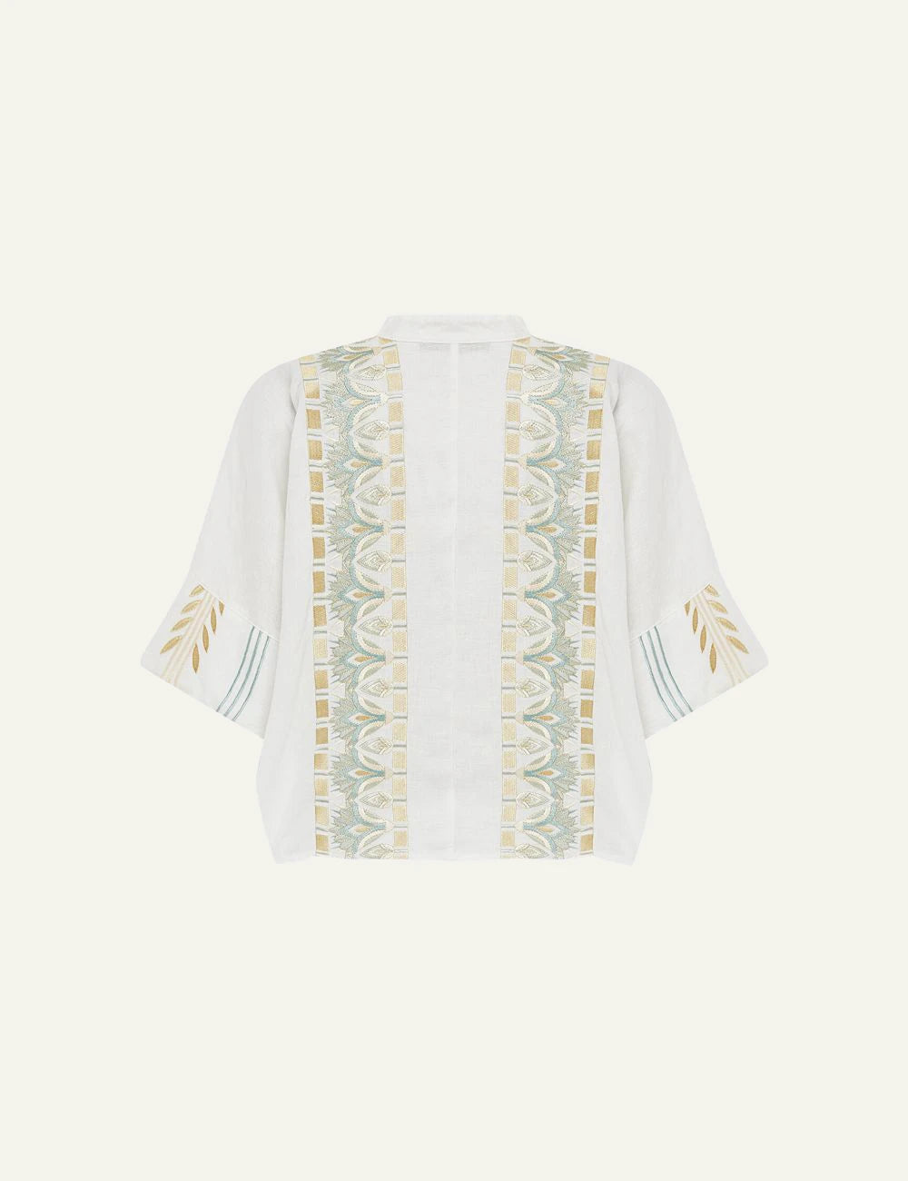 Greek Archaic Kori papyrus shirt white multi back