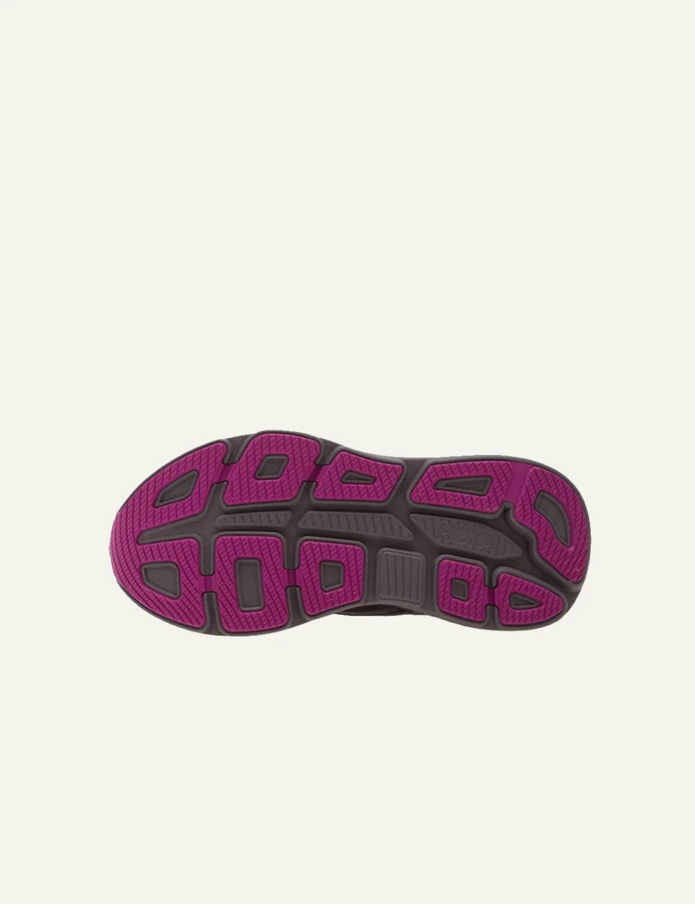 HOKA Bondi 9 running sneakers grey me pink outsole sole view