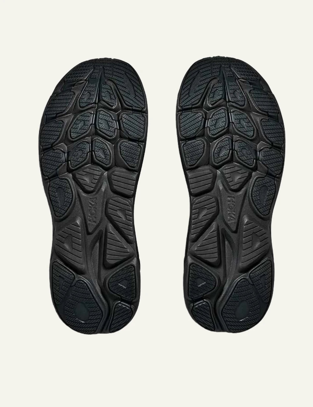 Hoka Clifton running shoe navy black sole logo view