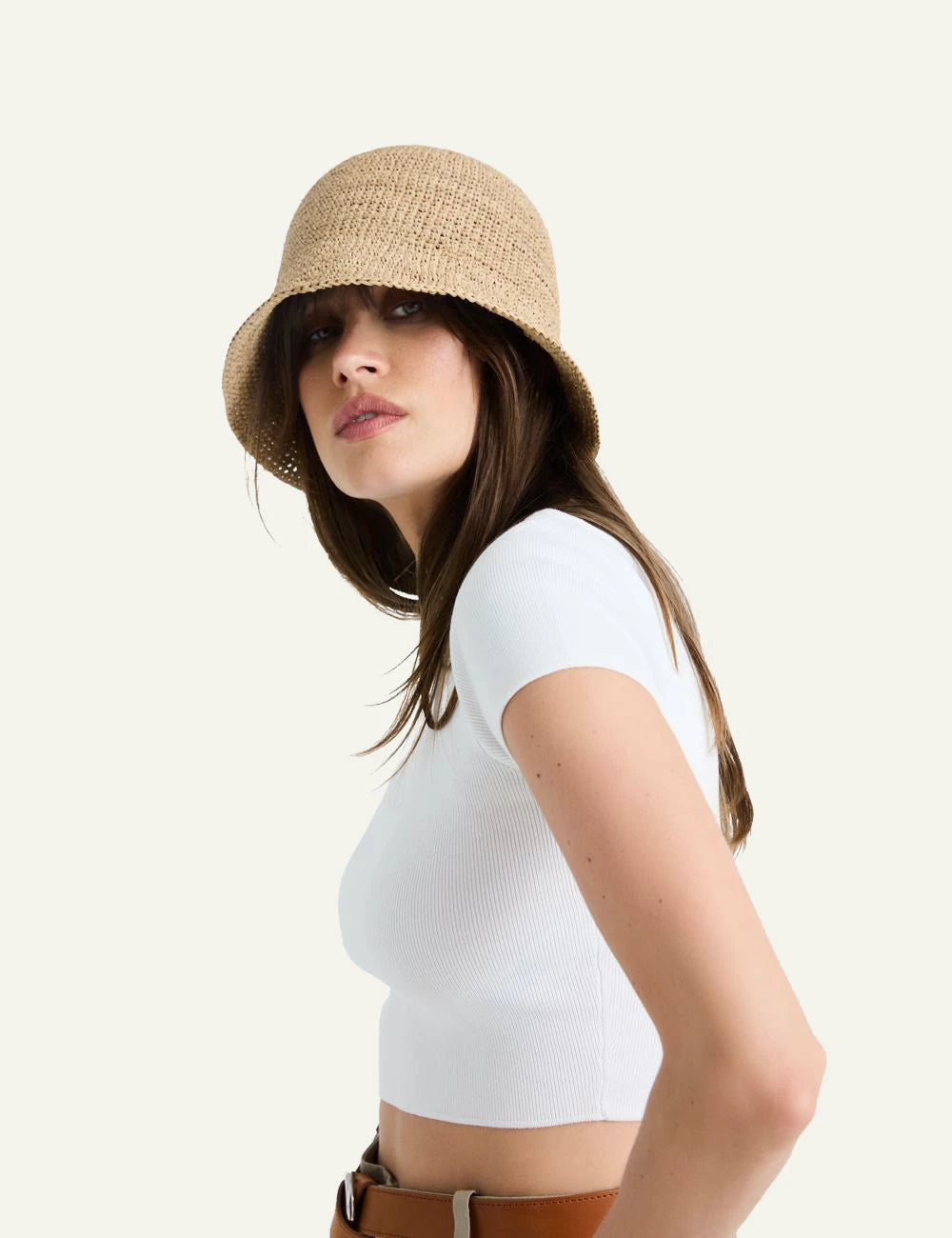 ibeliv andao hat natural raffia cloche summer hat profile view