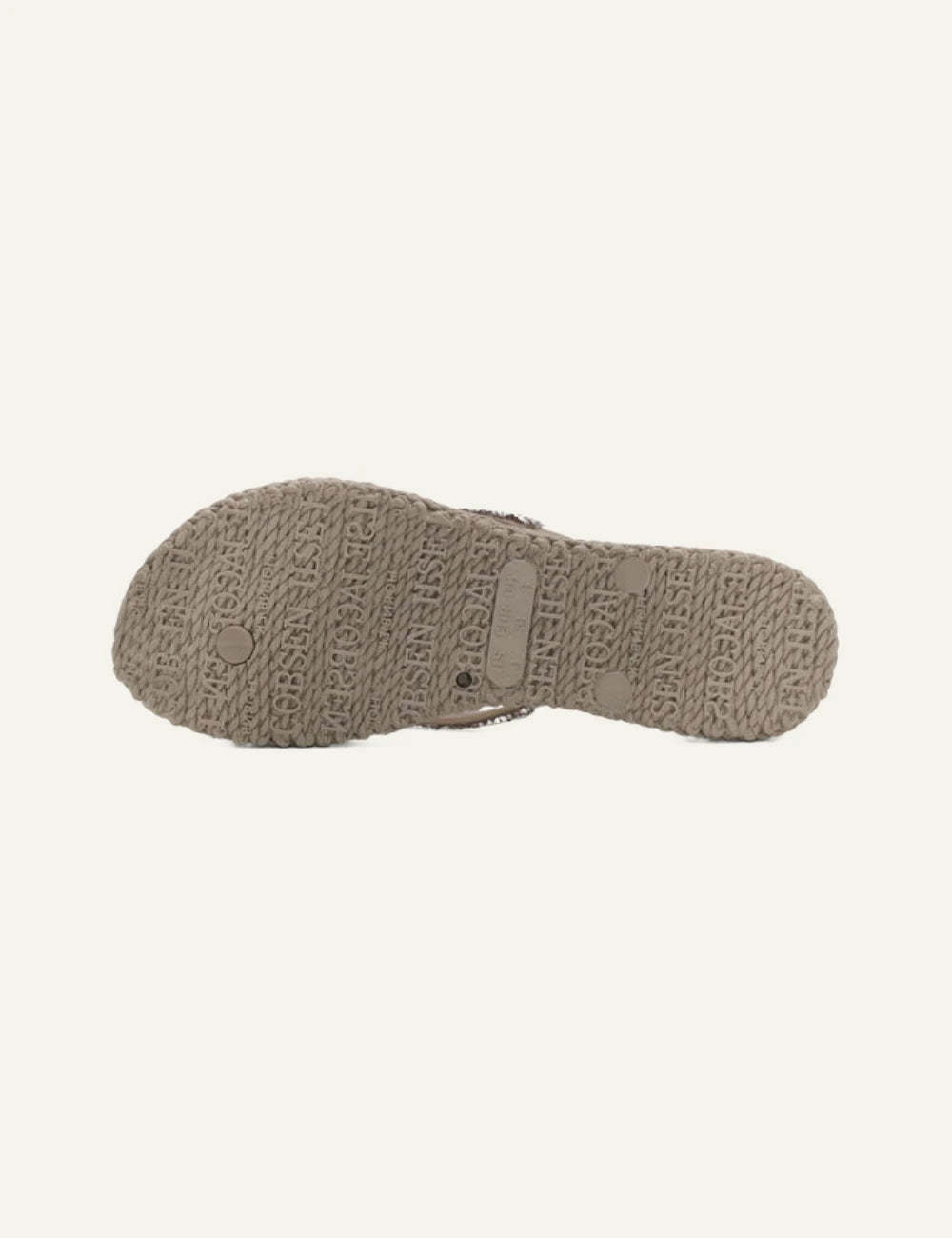 Ilse Jacobsen flip flops beige crystal strap braided sole view