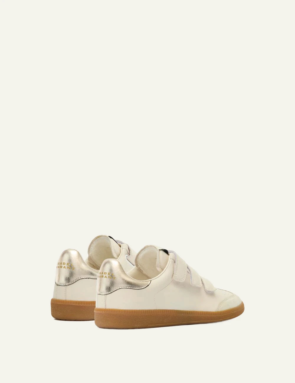 Isabel Marant Beth sneakers chalk champagne velcro straps IM logo back view