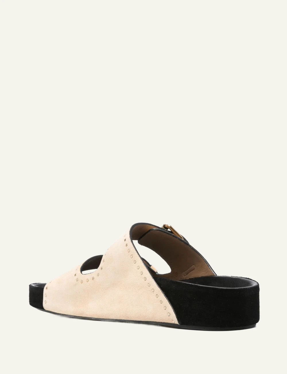 Isabel Marant Lennyo suede slides chestnut me studs double buckle back view