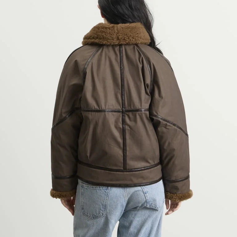 Isabel Marant Olinka brown jacket with faux fur collar and cuffs back