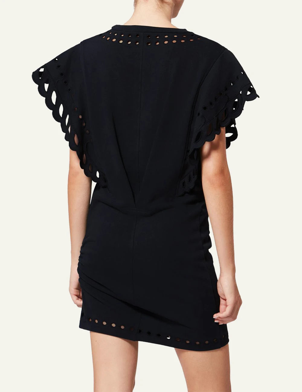 Isabel Marant Orlane mini dress black broderie anglaise short sleeves back