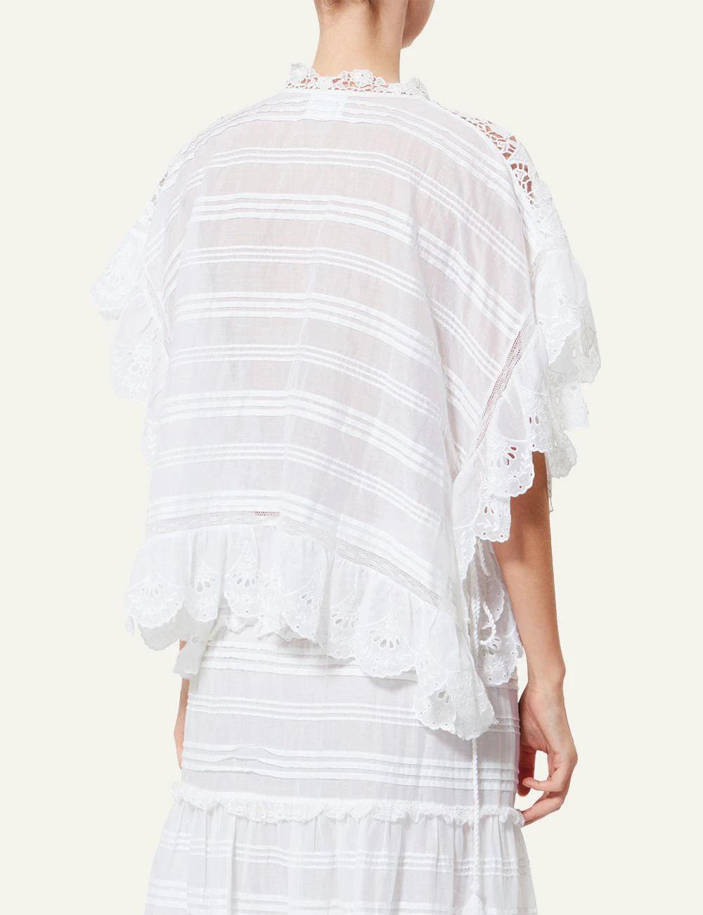 Isabel Marant Payton top white broderie anglaise cotton frill boho back view