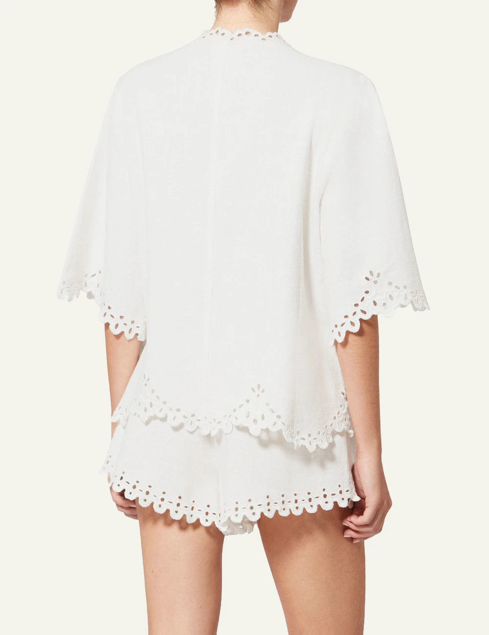Isabel Marant Shana top white broderie anglaise cotton tunic short sleeve back view