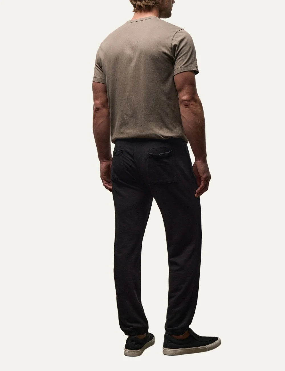James Perse men's black cotton relaxed fit sweatpants back
