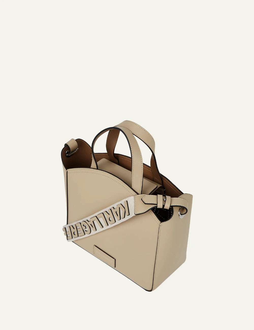 Karl Lagerfeld K Circle tote perforated bag safari beige leather back view