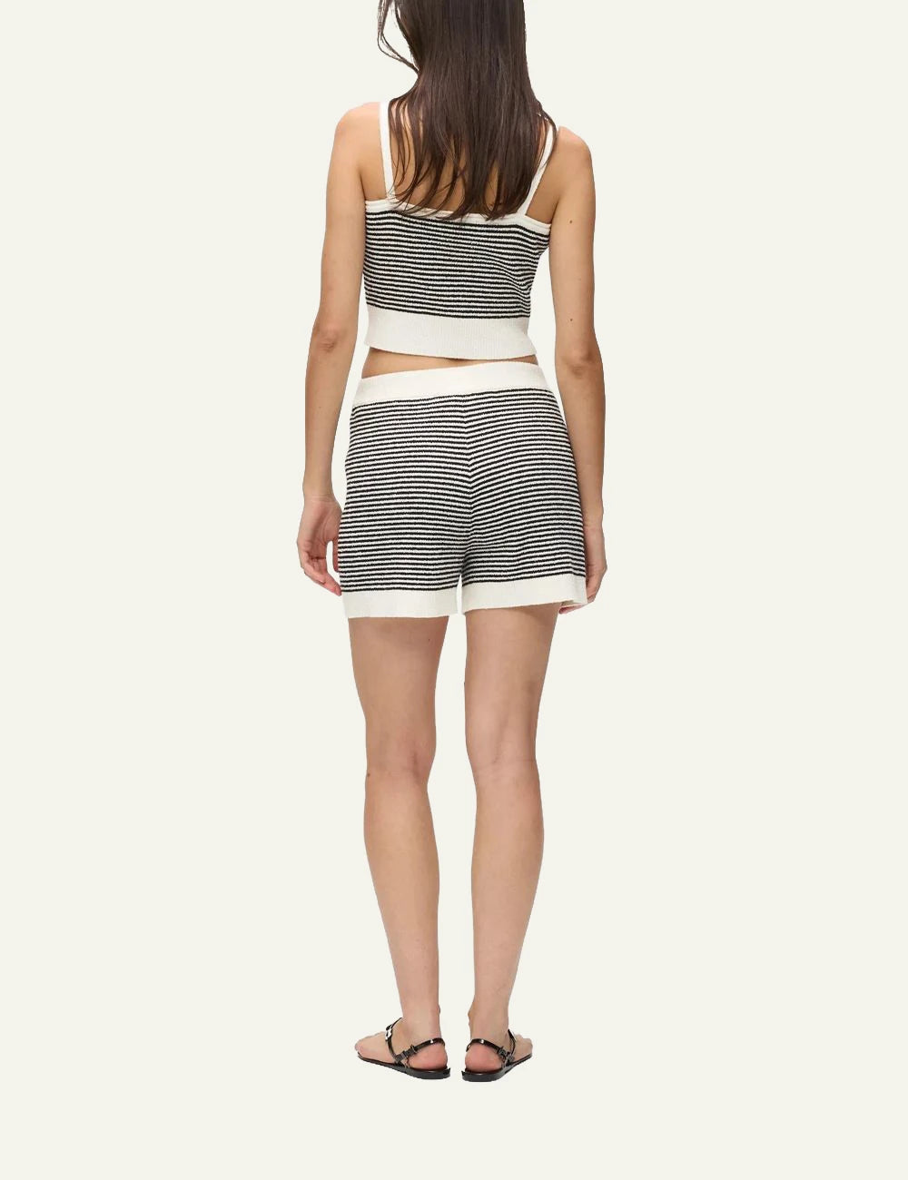 Karl Lagerfeld ikon striped knit shorts black white rib waistband back