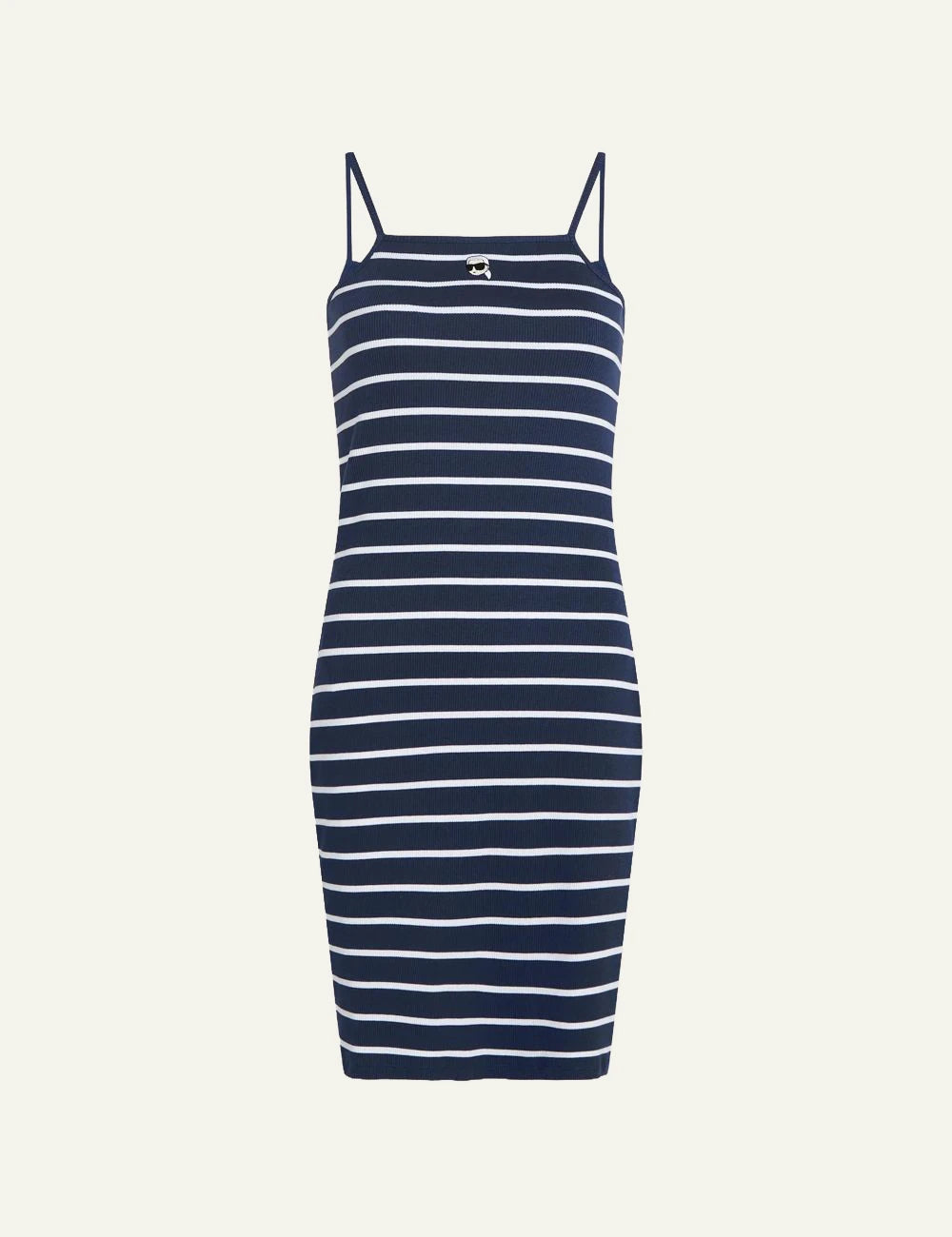 KARL LAGERFELD IKON STRIPED JERSEY DRESS MEDIEVAL BLUE/WHITE