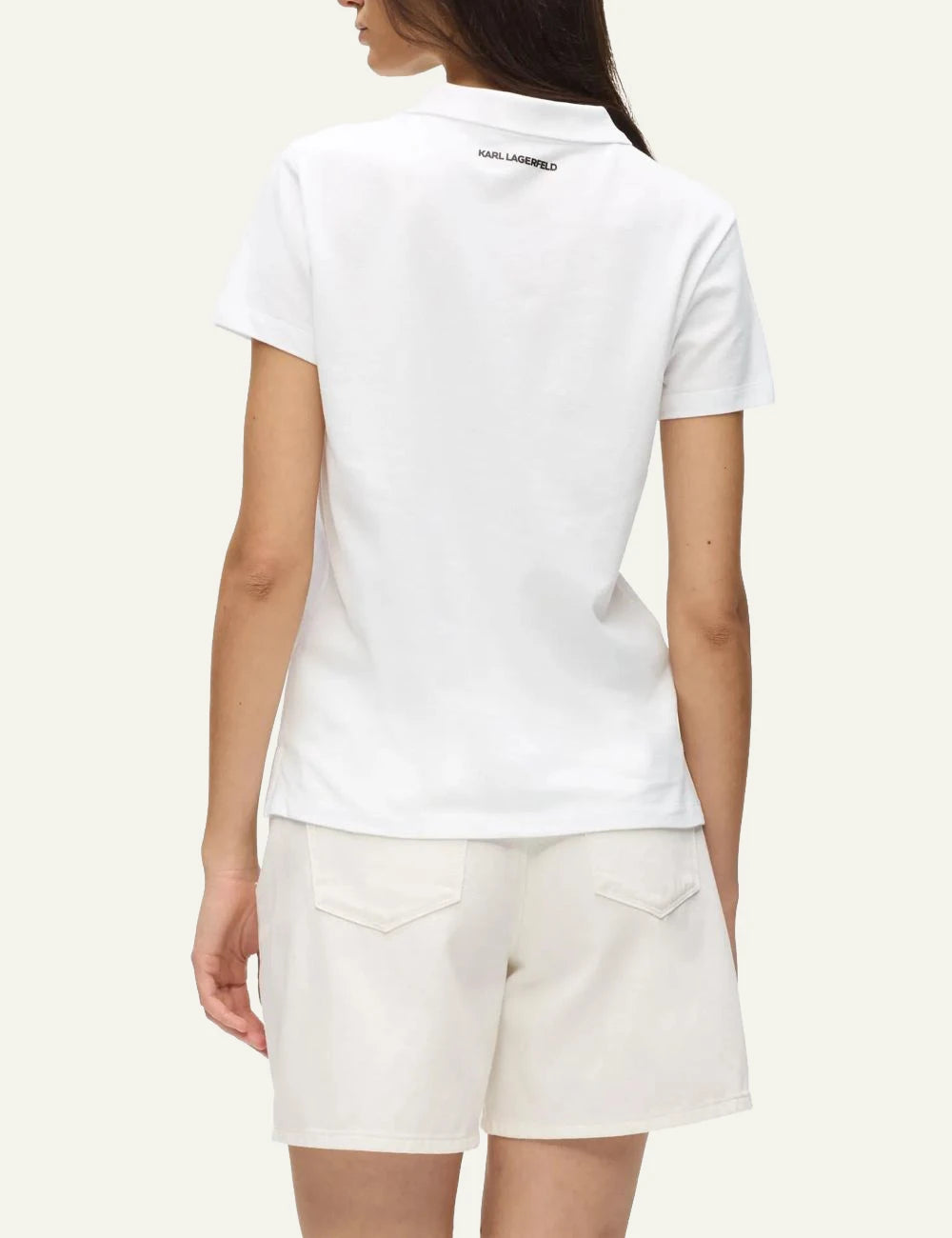 Karl Lagerfeld ikon pique polo white short sleeve back