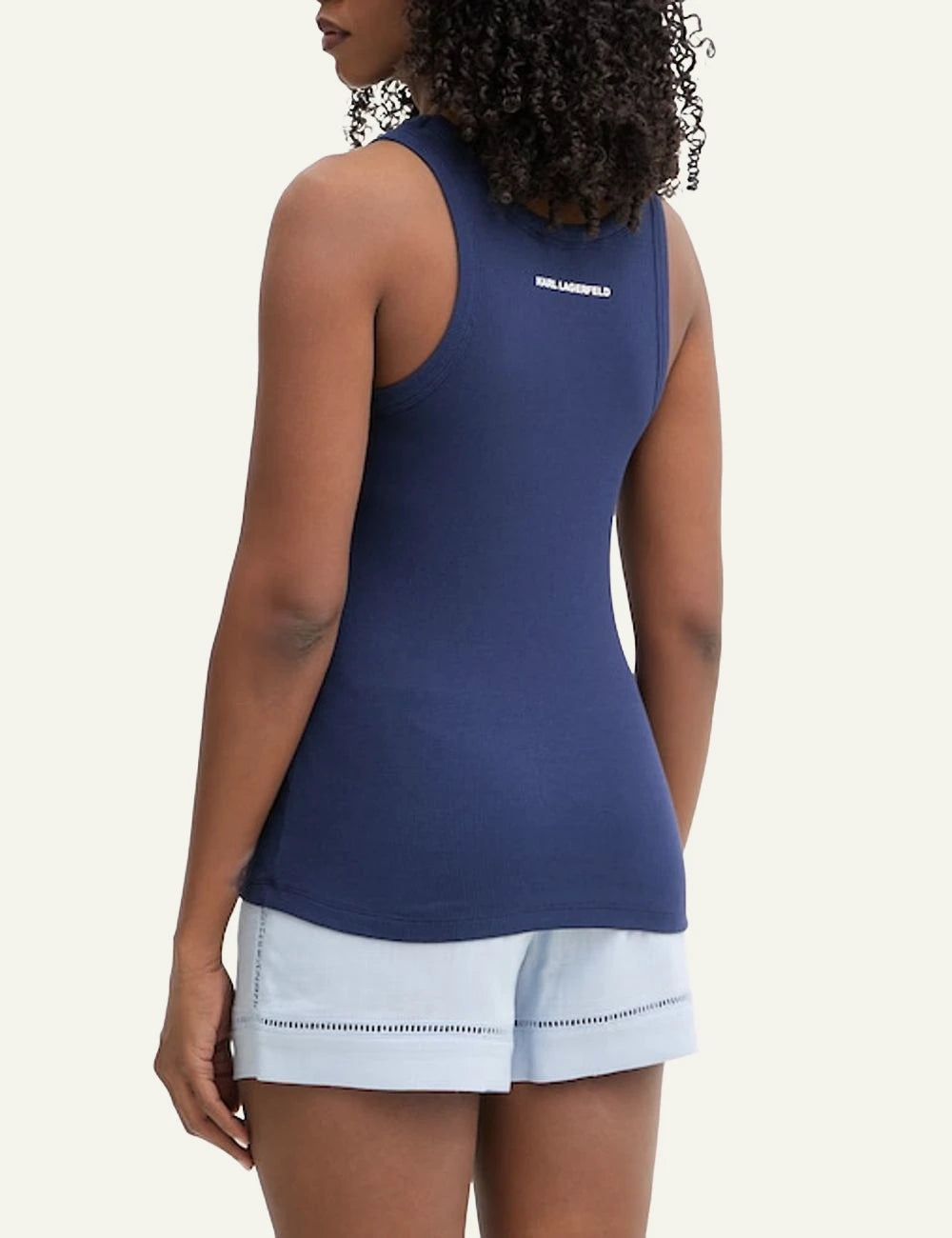 Karl Lagerfeld ikon ribbed tank top blue slim fit back