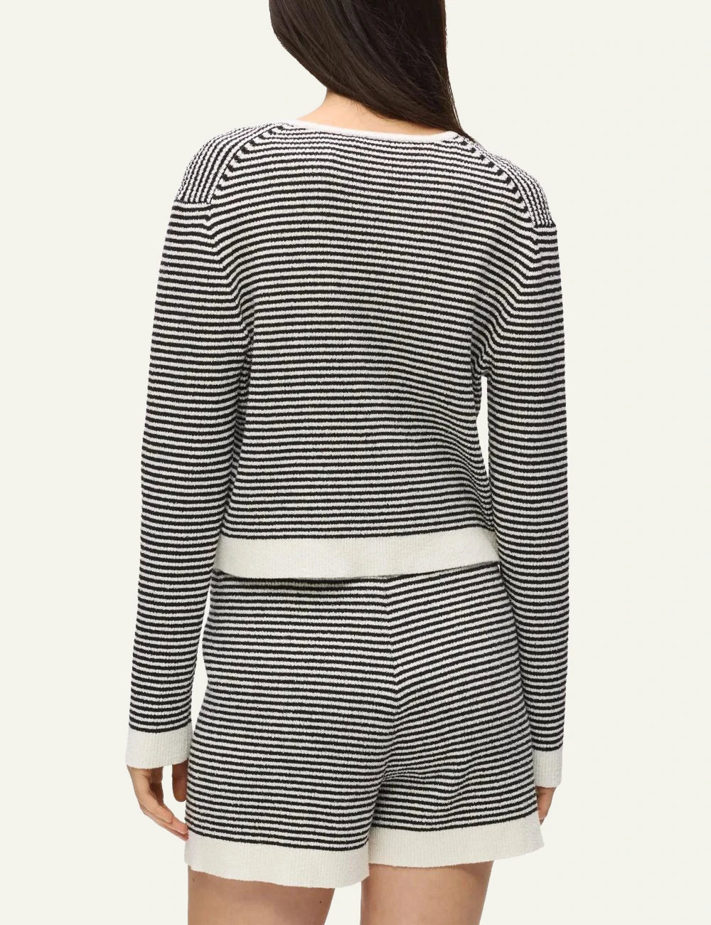 Karl Lagerfeld ikon striped knit cardigan black white back open