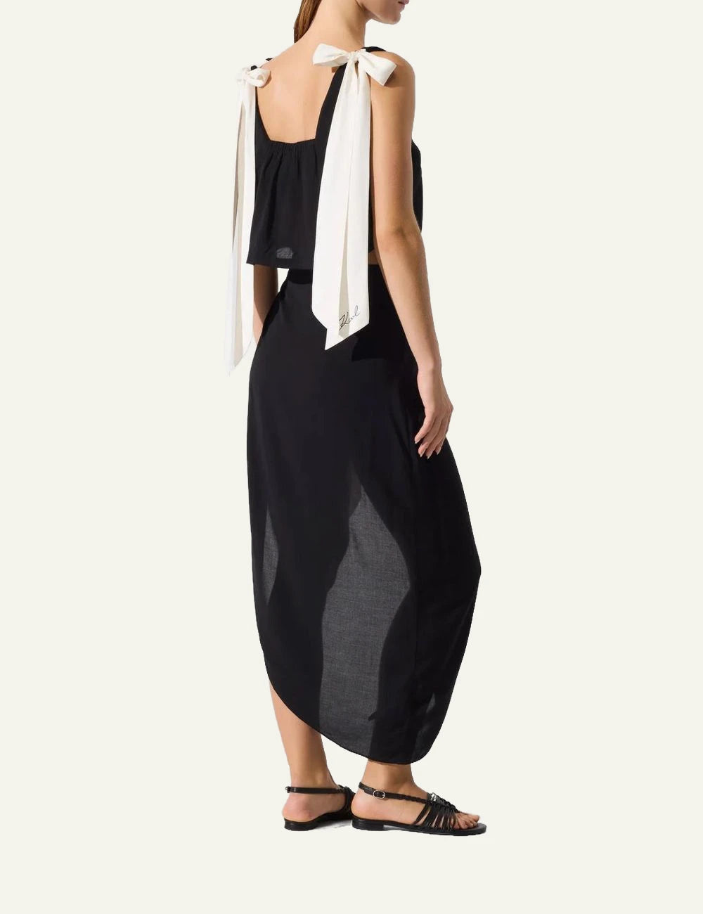 Karl Lagerfeld B2W46035999 pareo skirt black wrap bow detail back view