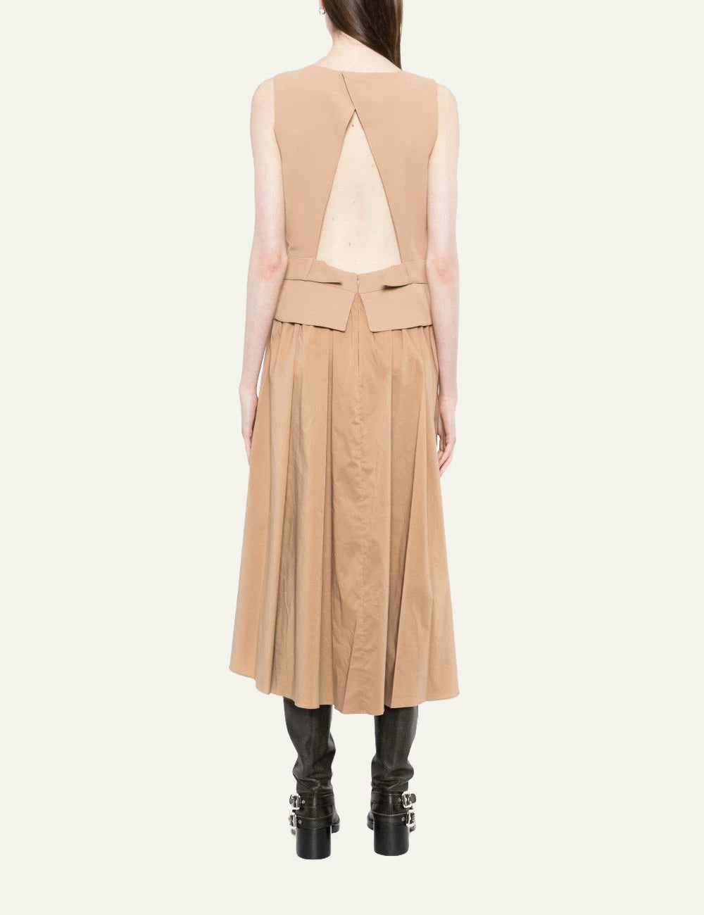 Karl Lagerfeld nougat midi dress me belt detail kai metal buckles back view