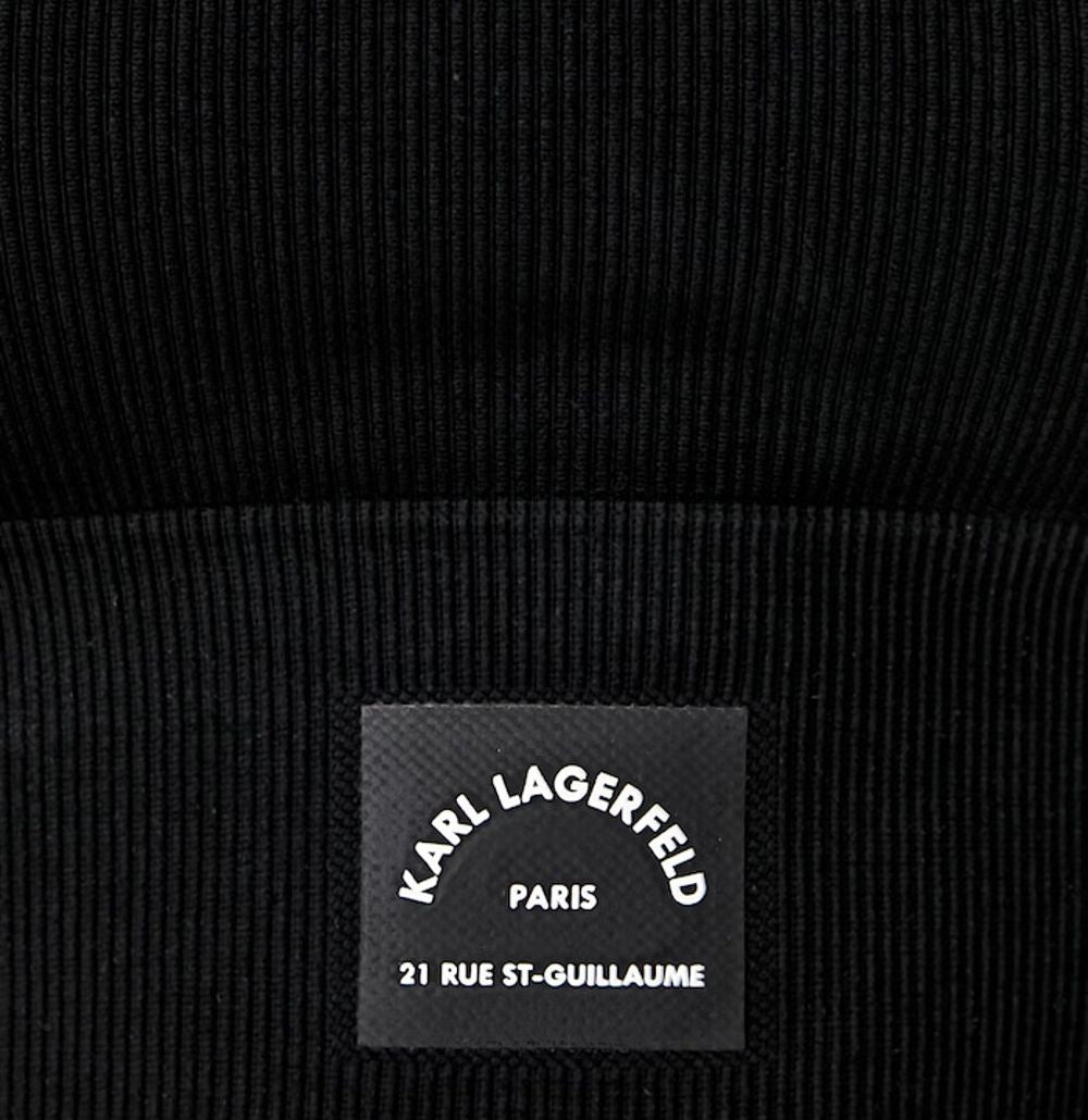 Karl Lagerfeld black rib crop top with logo patch logo