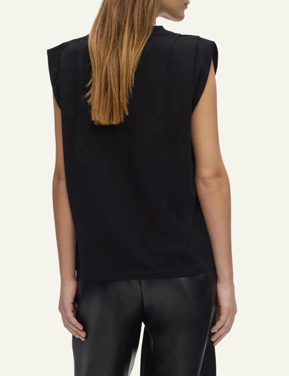 Karl Lagerfeld black sleeveless organic cotton T-shirt with Rue St-Guillaume chest print back
