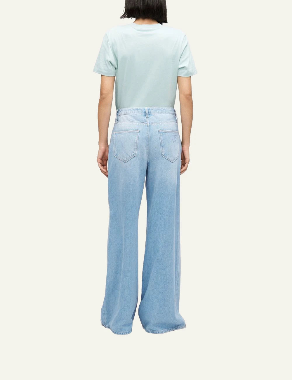 Karl Lagerfeld K4821N03O wide leg denim pants light blue high waist back view