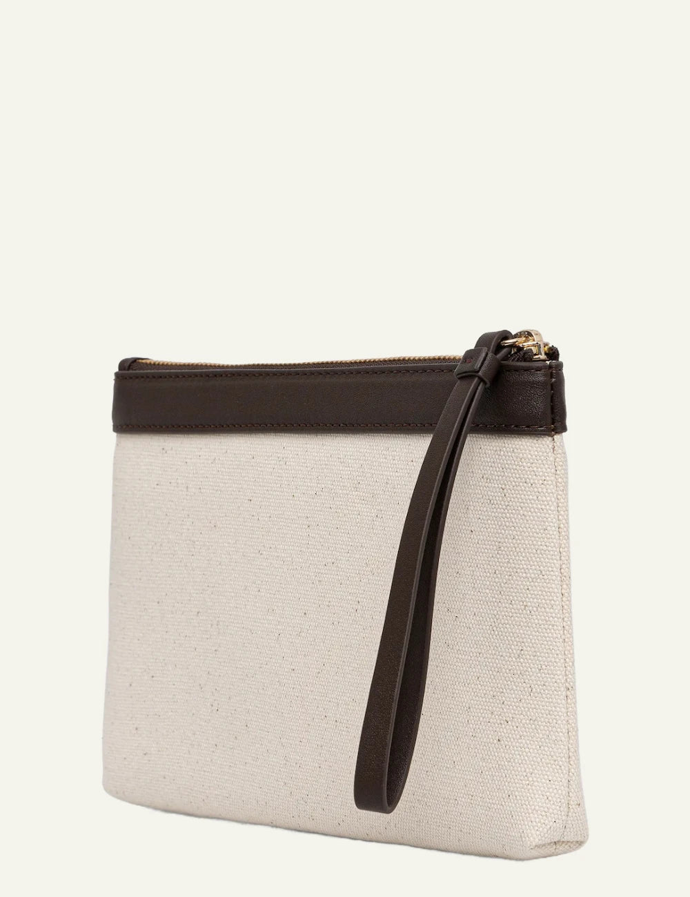 Karl Lagerfeld K Hotel Karl wristlet pouch natural canvas logo back view