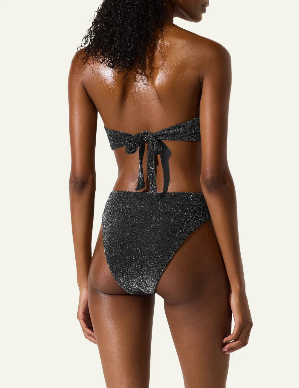 Karl Lagerfeld metallic bikini bottom high waist cheeky black back view