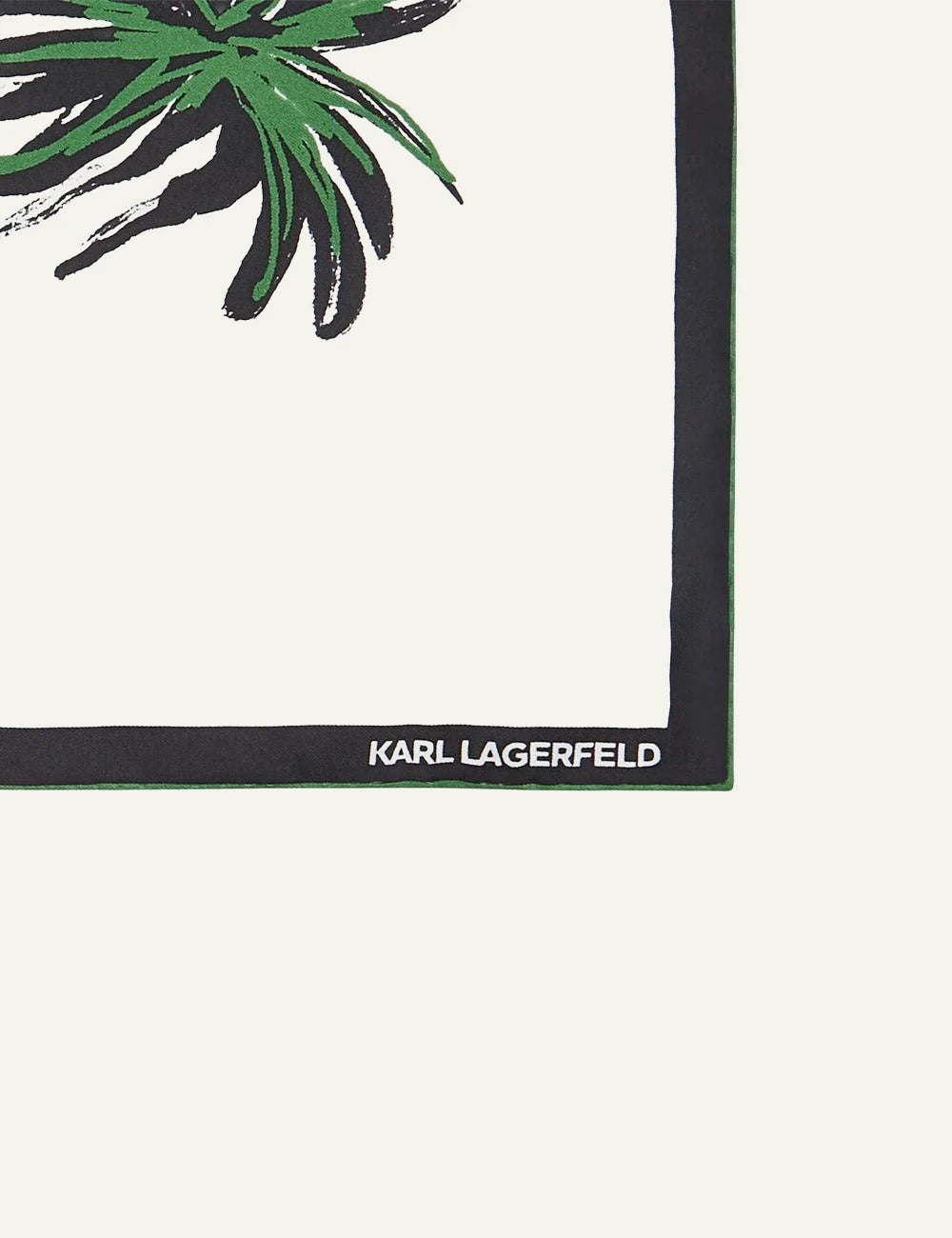Karl Lagerfeld signature print silk scarf white black seaside illustration logo