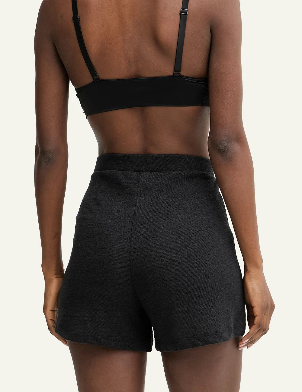 Karl Lagerfeld signature shorts black high waist contrast pocket detail back view