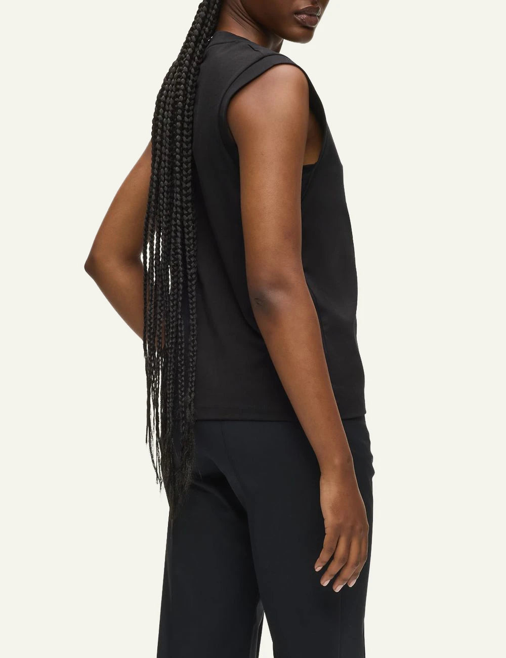 Karl Lagerfeld tank top black V neck me gold autograph logo side view