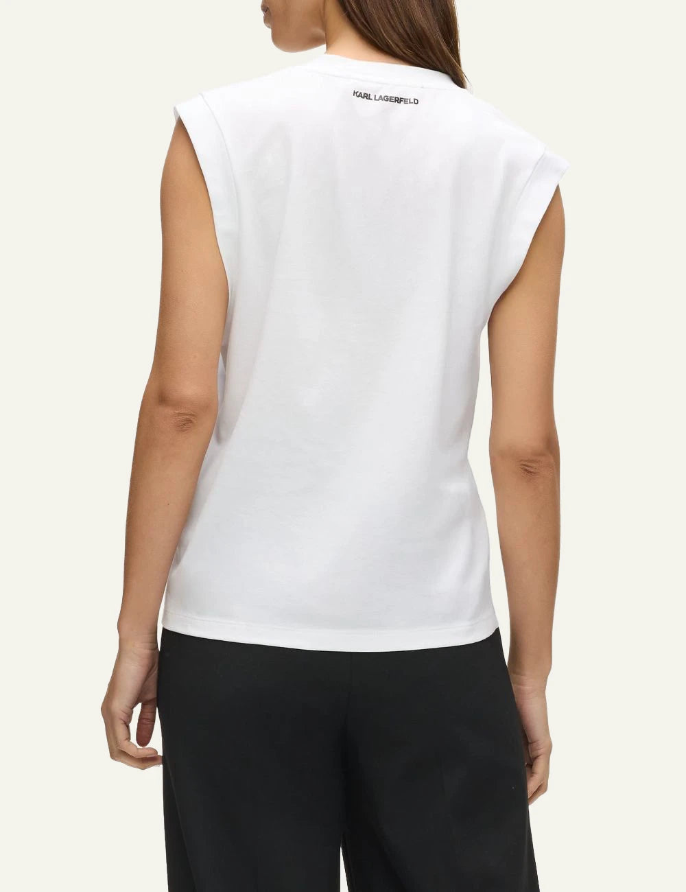 Karl Lagerfeld tank top white V neck me Ikon Karl patch back view