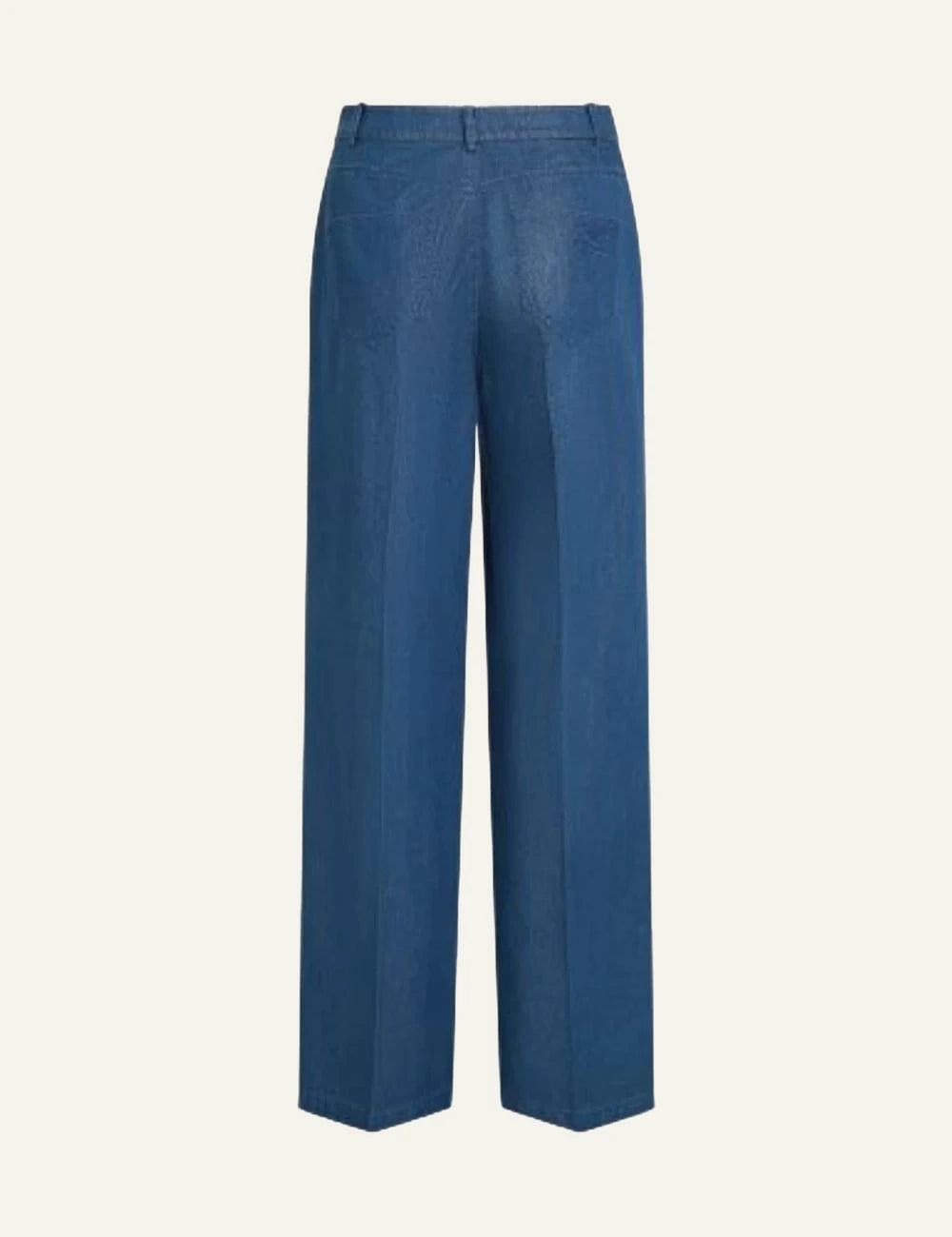 Karl Lagerfeld wide leg denim pants blue mid rise lightweight back flat view