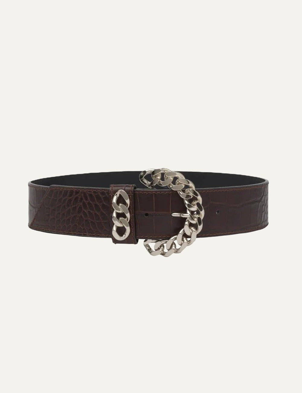KATE CATE CHAINY BELT DARK BROWN NAPPA