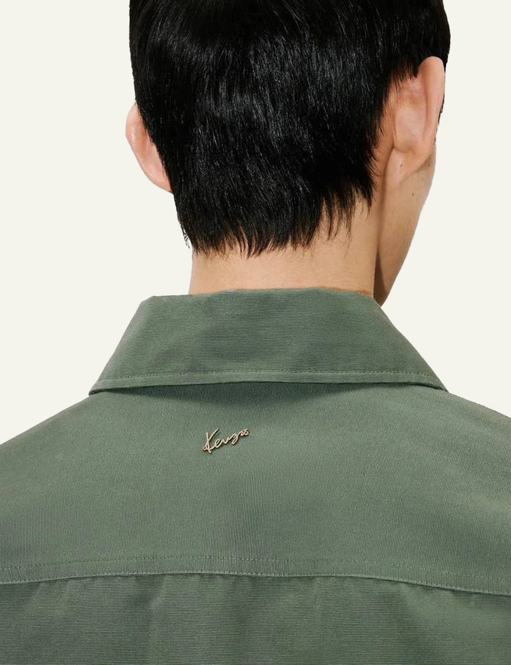 Kenzo cotton overshirt dark khaki back logo detail