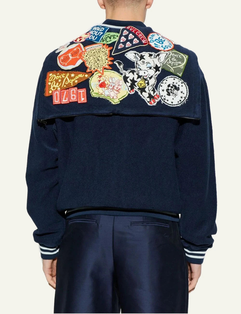 Kenzo zip hoodie navy patch detail back view
