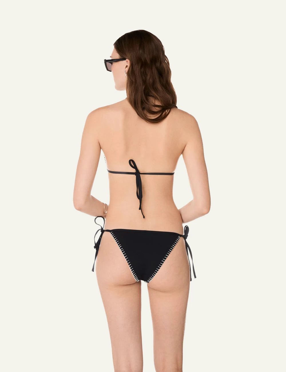 Khione Zoe bikini bottom black me sky blue embroidery back view