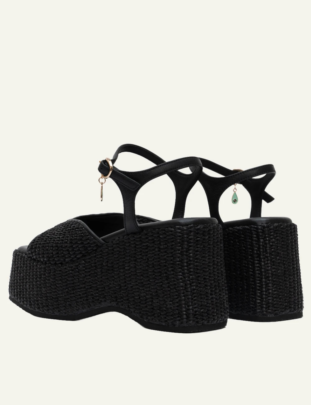 komis komis e804 platform sandals ebano suede ankle strap charm back view