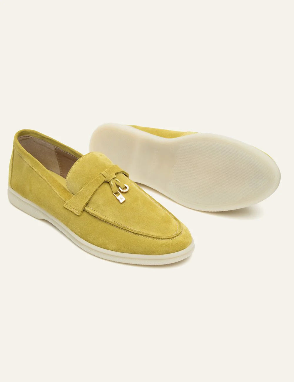 Komis & Komis suede loafers certosa me gold detail white rubber sole side view