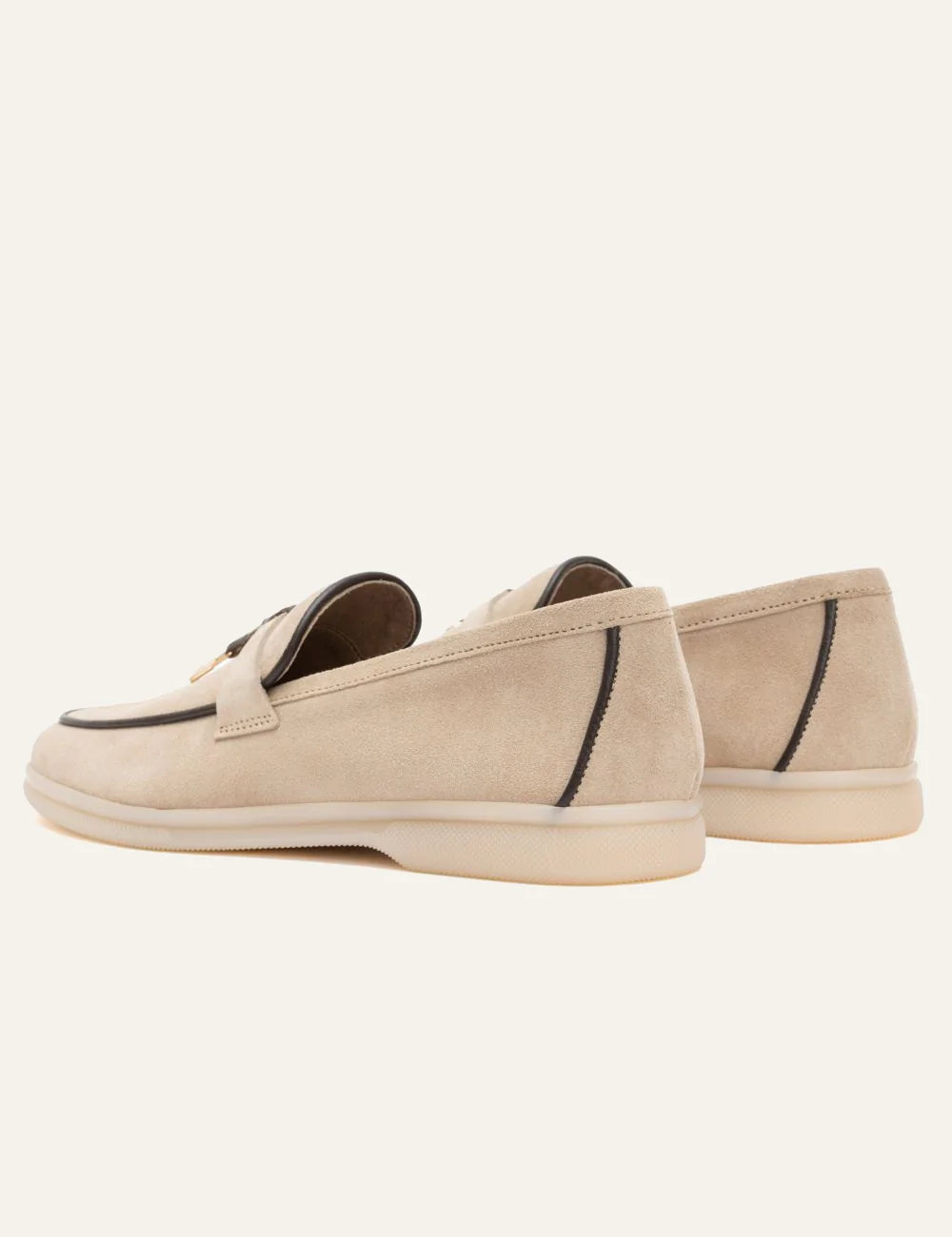 Komis & Komis suede loafers seppia me gold detail white rubber back view
