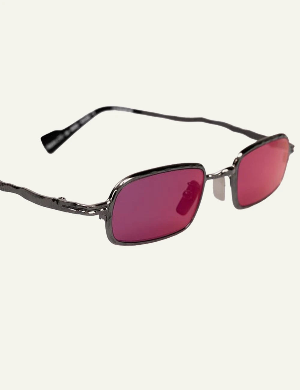 Kuboraum grey metal sunglasses me pink lenses side angle detail