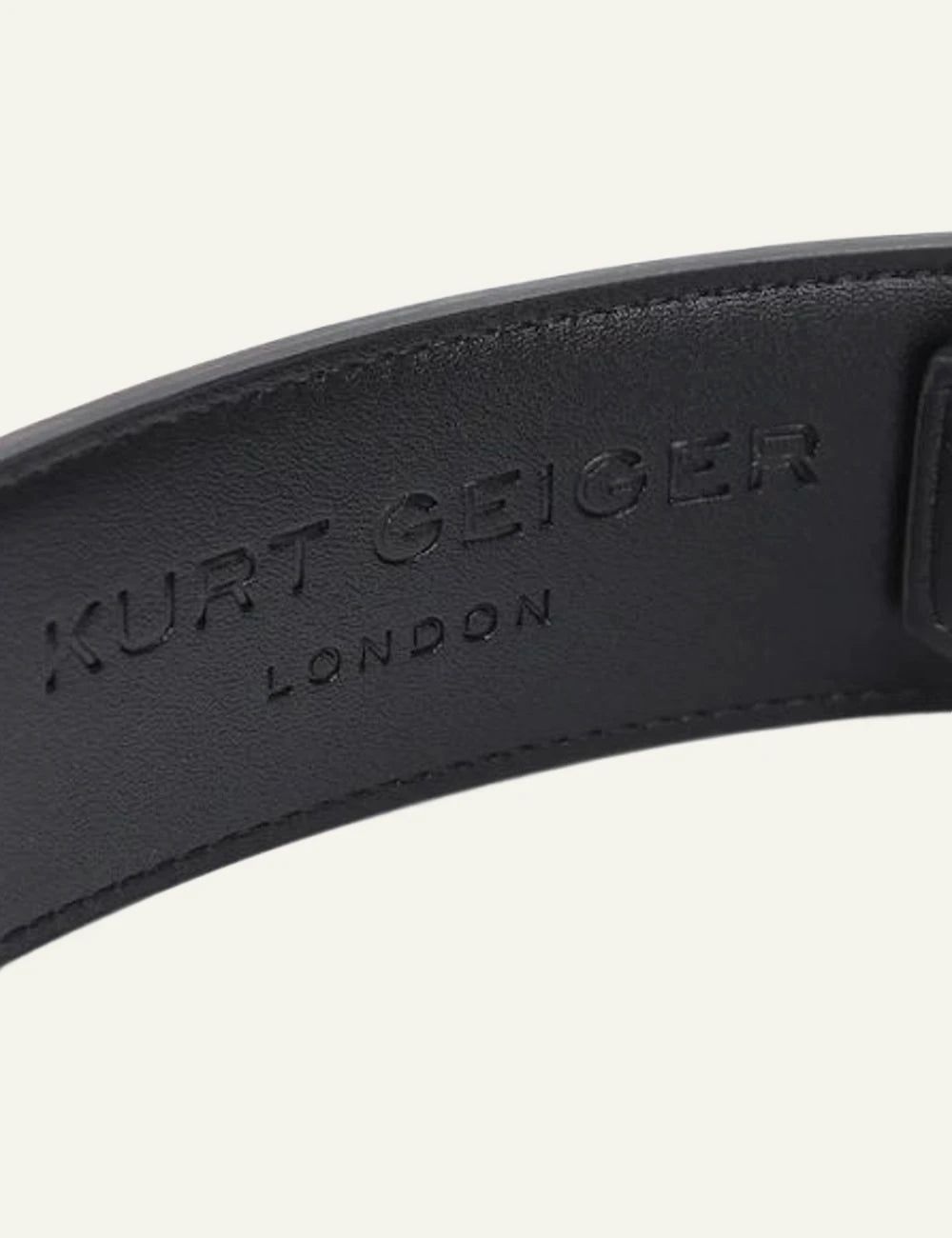 Kurt Geiger black quilted leather belt with silver buckle back