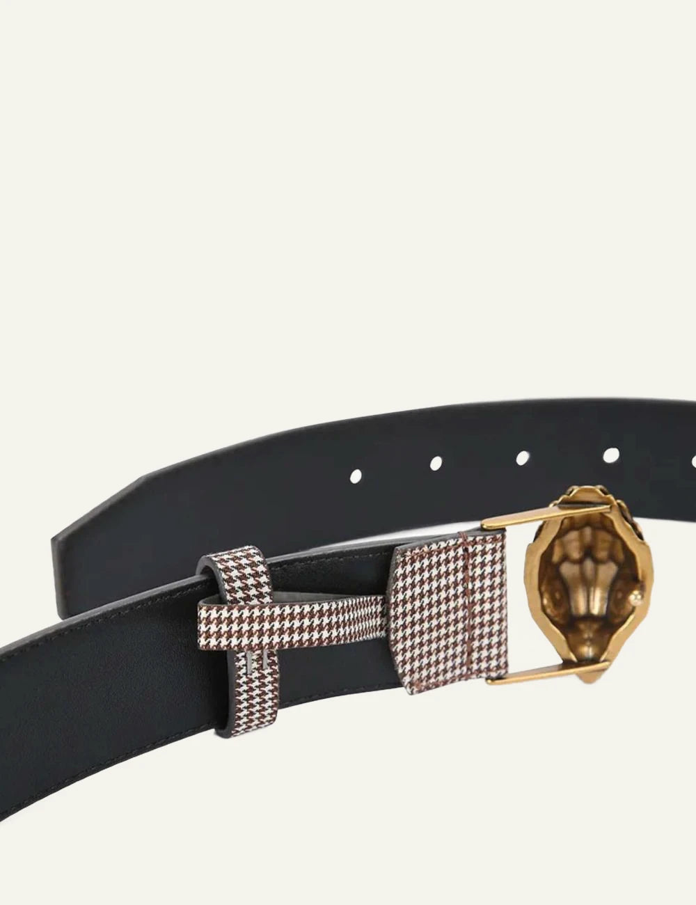 Kurt Geiger check embellished belt with gold eagle buckle back