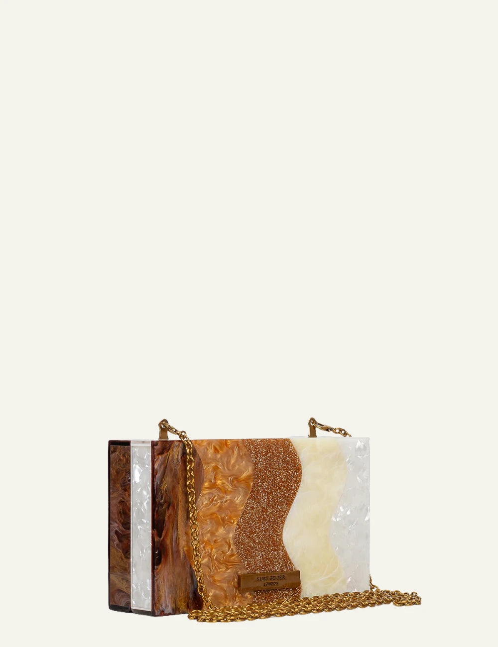 Kurt Geiger clutch multicolor resin marble glitter eagle detail back