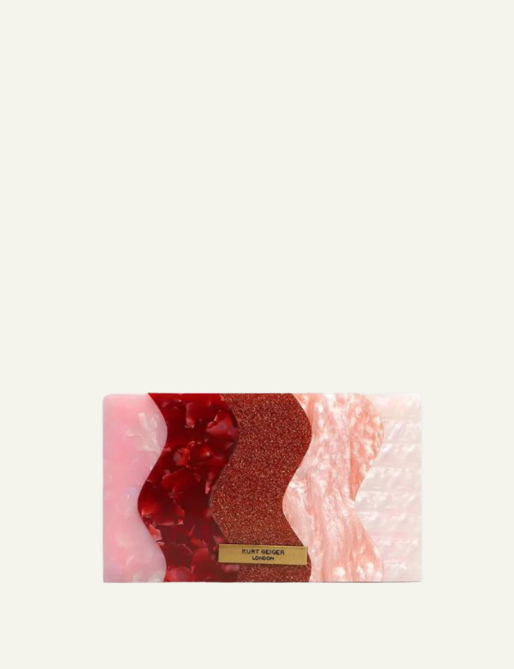 Kurt Geiger clutch pink red resin marble glitter eagle detail back