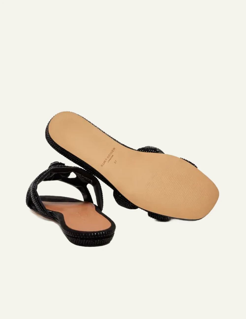 Kurt Geiger cut out sandal black strass embellished eagle logo sole view