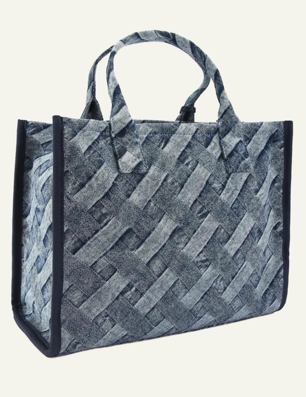 kurt geiger denim tote bag kurt logo back view