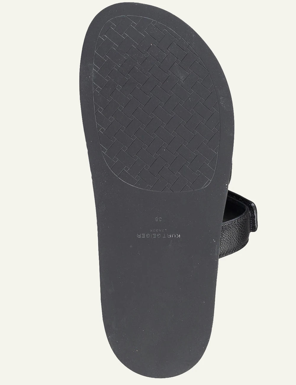 Kurt Geiger Eagle cut out sandal black leather double strap eagle head sole view