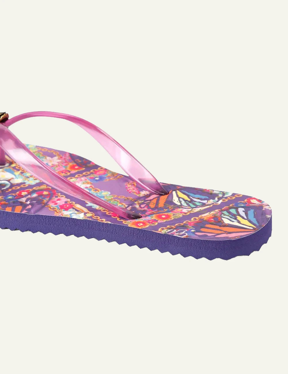 Kurt Geiger Kensington flip flop lilac purple sole pink strap eagle logo back view