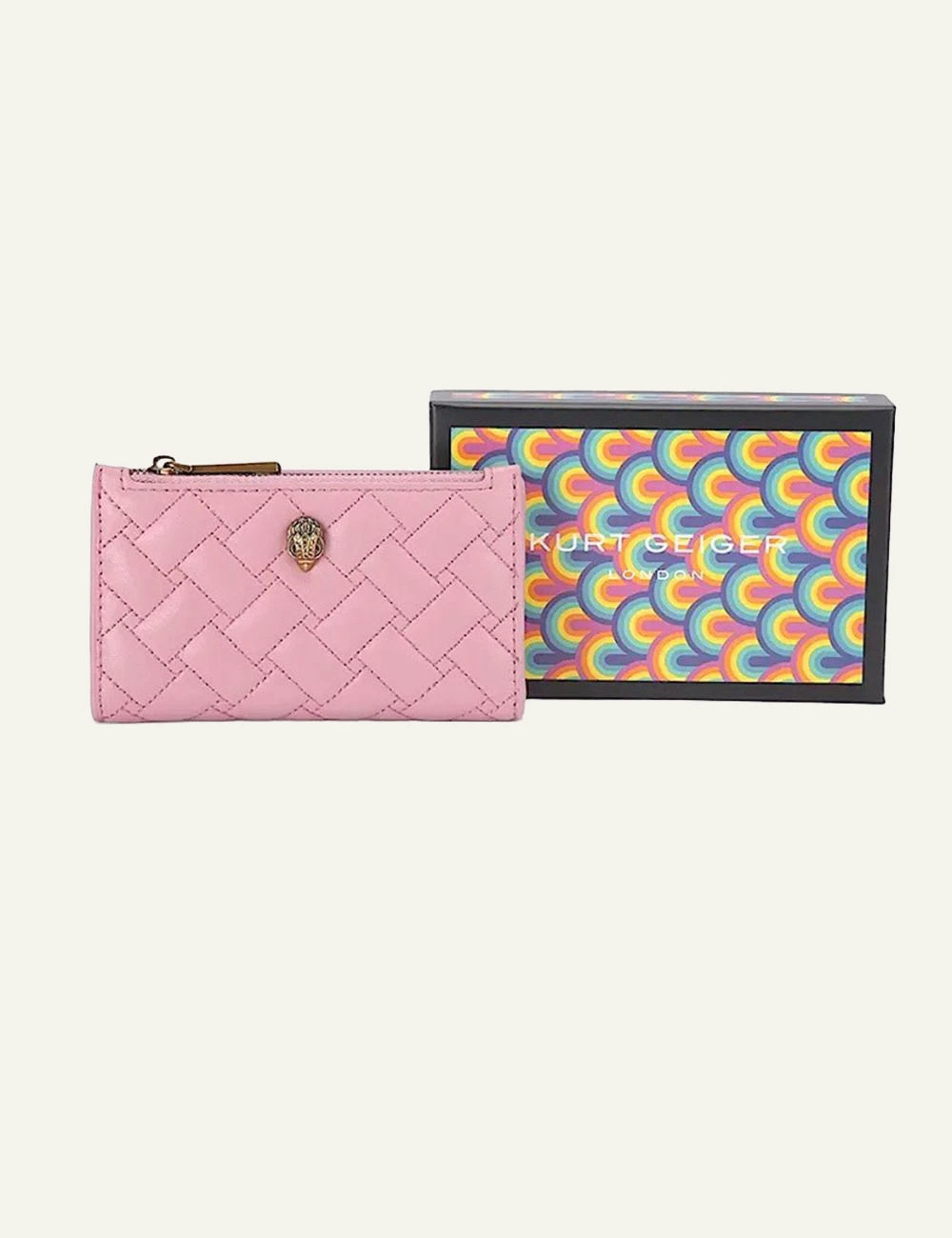 Kurt Geiger pink leather wallet with branded gift box