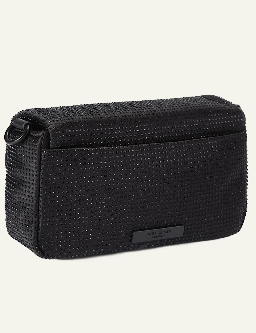 Black crystal embellished Kurt Geiger Mini Oxford shoulder bag with black chain strap back