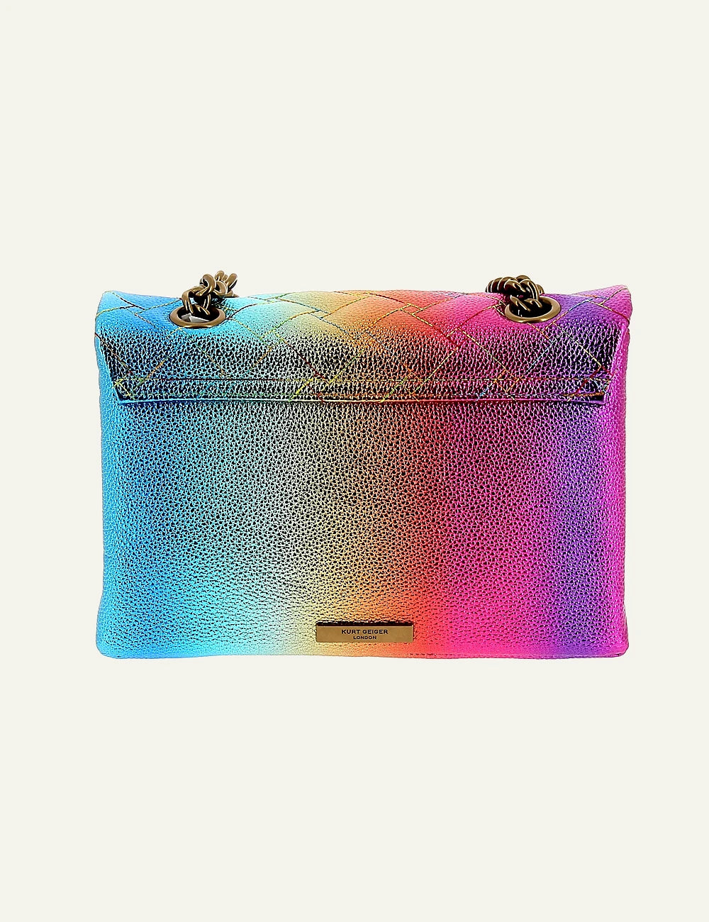 kurt geiger shoulder bag multicolor metallized leather chain strap back view