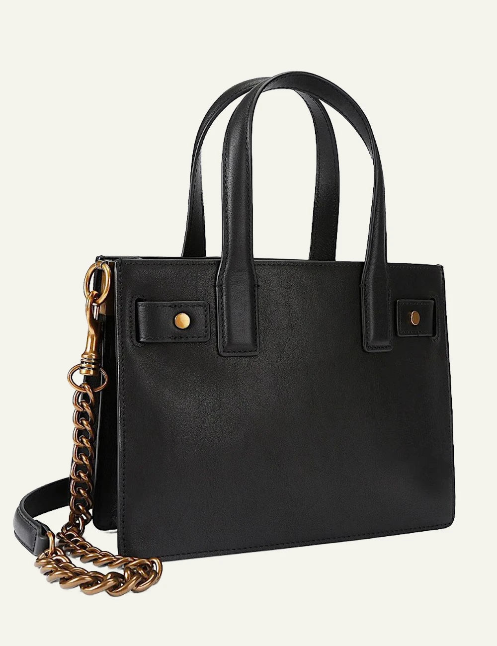 Black leather Kurt Geiger Sloane Small Tote bag with detachable shoulder strap, eagle head detail and decorative scarf back
